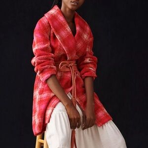 Avec Les Filles Pink Plaid Blazer Coat Maximalist Cozy Winter Anthropologie